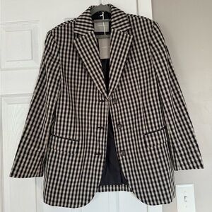 Everlane Plaid Autumn Black Beige Business Blazer NWT